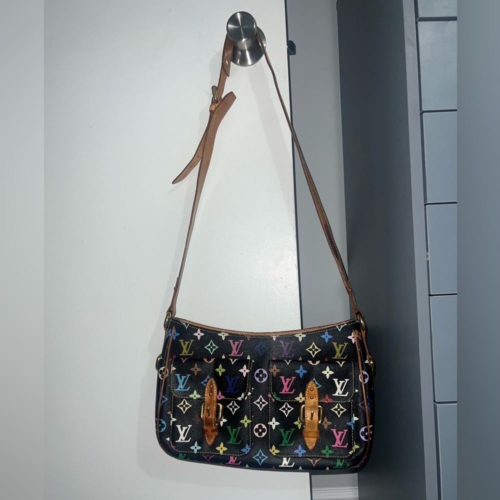 Louis Vuitton Murakami Black Multicolor Monogram Messenger Shoulder Bag